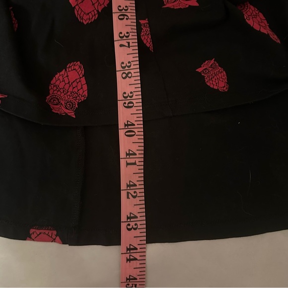 Tripp NYC Black & Red Owl Print Rockabilly Low High Studded Hem Dress Size L/12 - Picture 15 of 16